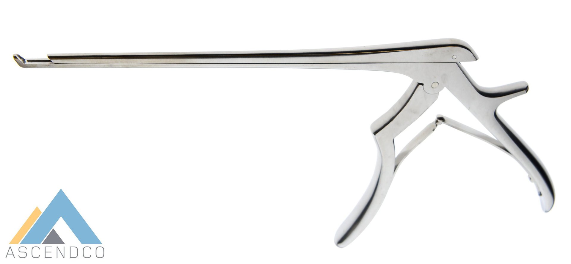 Kerrison rongeur instrument labeled with its standardized name, type, size, and angle